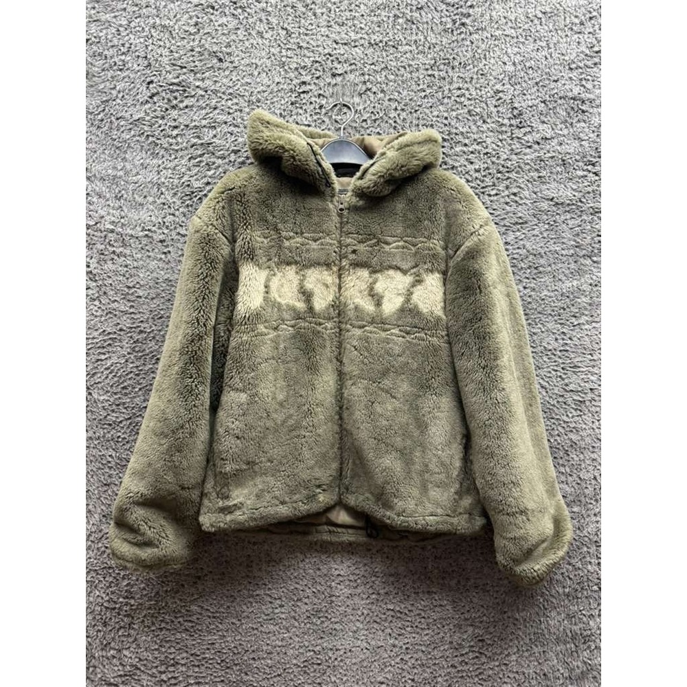 Vintage Woolrich Faux Fur Tumbleweed Leaves Hooded Jacket Gray‎ Womens Size M